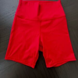 Women's Orange Red High-Waisted spandex Shorts size s